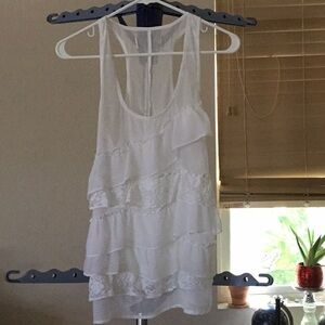 Sheer white lacy tank top